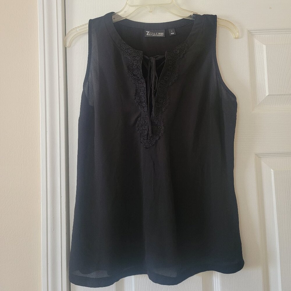 New York & Company Black Sleeveless V-Neck Blouse - Size S